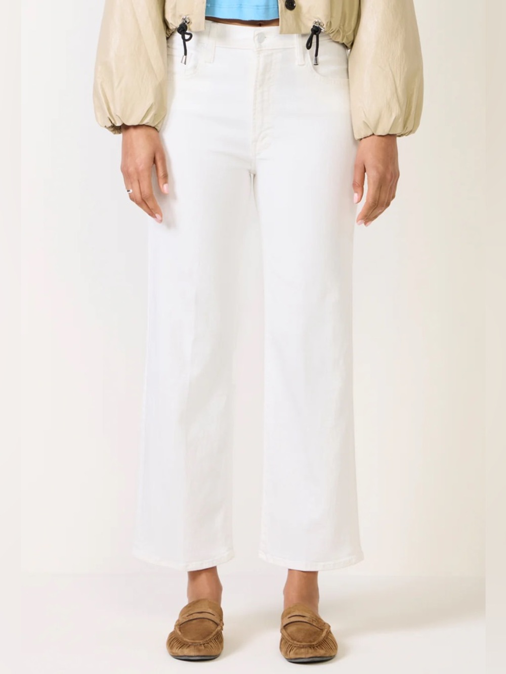 NEW MOTHER The Rambler Zip Ankle Jean in Fairest of Them All White Size 28